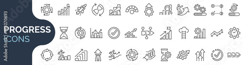 Photo Set of outline icon related to progress, growth, efficiency