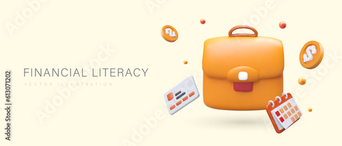 Financial literacy, banking. Secrets of loans and deposits. Learn to earn and spend wisely. Profits and taxes. Positive poster. Simple explanation of serious matters