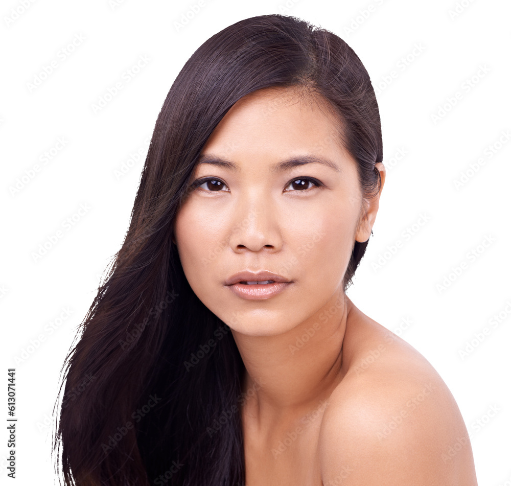 Beauty, hairstyle and skincare with portrait of asian woman on transparent background for cosmetics, natural and spa. Dermatology, glow and salon with face of person isolated on png for self care Beauty, hairstyle and skincare with portrait of asian woman on transparent background for cosmetics, natural and spa. Dermatology, glow and salon with face of person isolated on png for self care