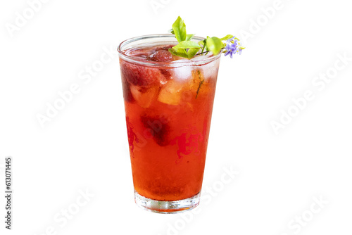 Schilderij op canvas healthy drinks cold strawberry juice for health care