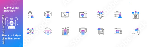 Two tone Vector Outline Metaverse icon set , Avatar , Virtual reality Glasses, Future Technology, web 3.0 icons for web and mobile apps. .