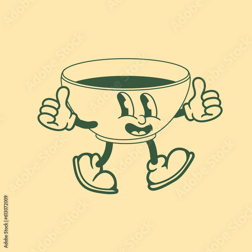 Vintage character design of a bowl