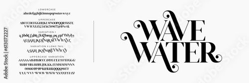 Elegant Font Uppercase Lowercase and Number. Classic Lettering Minimal Fashion Designs. Typography modern serif fonts regular decorative vintage concept. vector illustration