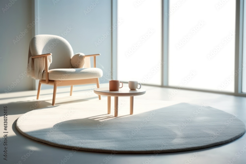 Concept of Modern Minimalist Design: Close-up of Lounge living room Furniture. 3d render. Concept of Modern Minimalist Design: Close-up of Lounge living room Furniture. 3d render.