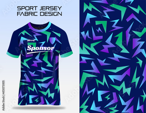 Fabric textile design for Sport t-shirt, Soccer jersey mockup for football club. uniform front view.