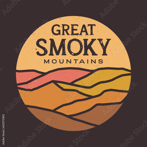 Great Smoky Mountains National Park, mountain hill Retro vibes vector for T-shirt, poster etc.