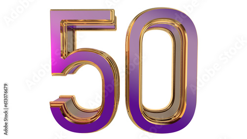 Purple gold 3d number 0 to 100