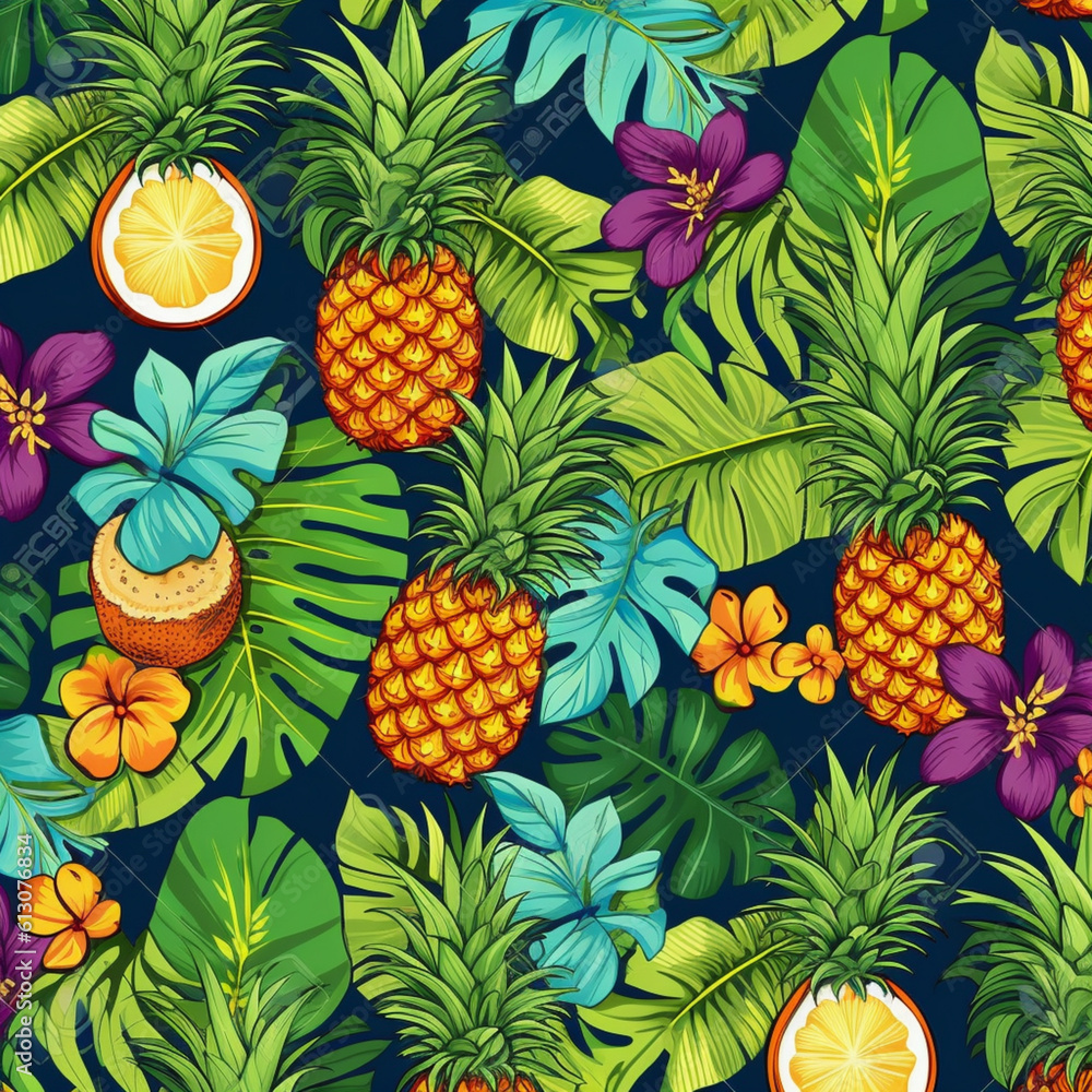 seamless background with pineapple seamless background with pineapple