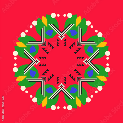 Symmetrical composition of geometric shapes. Abstract element for design. Vector illustration in a flat style.