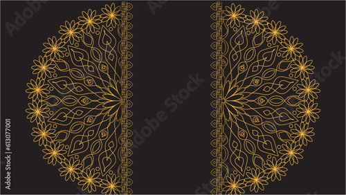 Abstract mandala graphic design and watercolor digital art painting for ancient geometric concept background