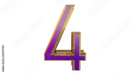 Purple gold 3d number 0 to 100