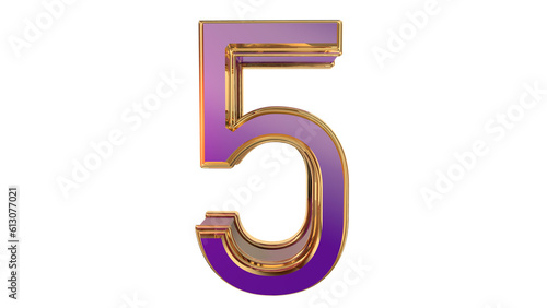Purple gold 3d number 0 to 100