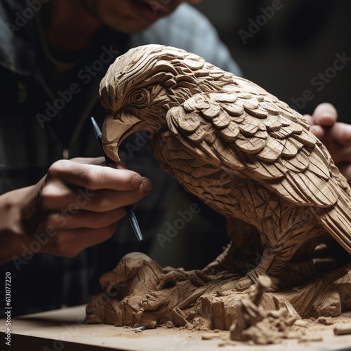 Intricate Wooden Sculptures Showcase Image photo