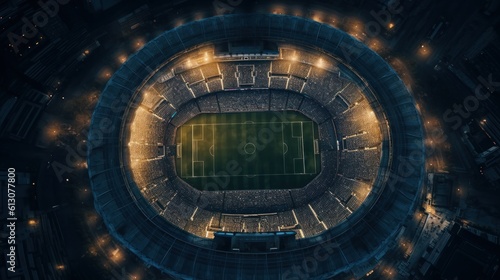 Football stadium from above. Excitement and energy concept. Generative AI
