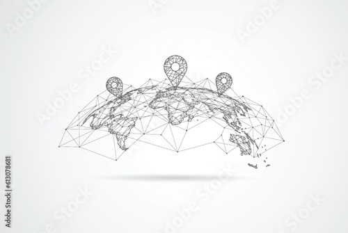 Global network connection. World map point and line composition concept of global business. Vector Illustration