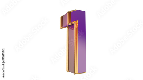 Bold gold purple 3d number design