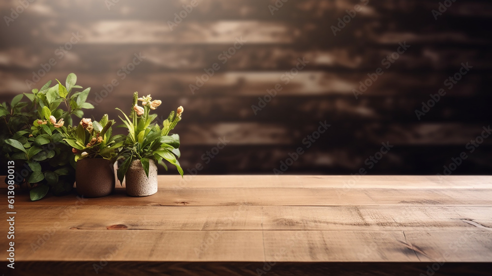 Wooden Table Background Free Space Your Decoration, dark wooden wall, Generative AI Wooden Table Background Free Space Your Decoration, dark wooden wall, Generative AI