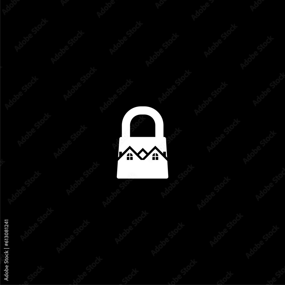Home Security Logo Template Design icon isolated on dark background Home Security Logo Template Design icon isolated on dark background