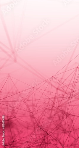 red white gradient vertical web banner background. Fantasy abstract technology, engineering and science wallpaper with particles and plexus connected lines. Wireframe 3D illustration and copy space