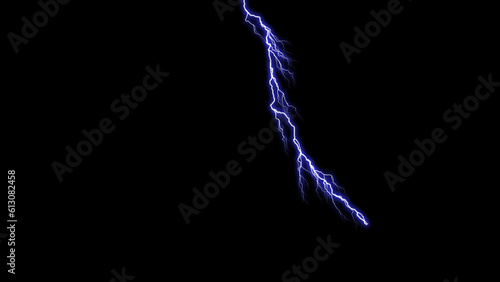 Strong electric discharge realistic isolated on black transparent background. Burning lightning in the dark. Electric power flash light effect.