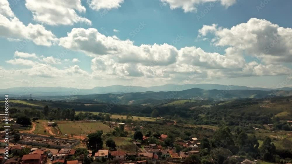 Aerial Shot Over Villages in Jungle Near Ouro Preto, Brazil. 4K Drone Aerial Shot Over Villages in Jungle Near Ouro Preto, Brazil. 4K Drone