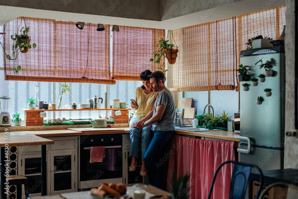 Romantic middle aged couple at home Romantic middle aged couple at home