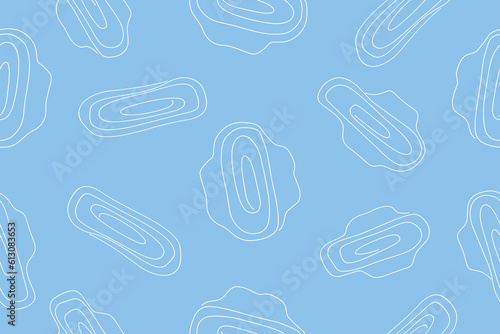 Seamless vector pattern. Background for gynecology theme. Women's pads with wings pattern on white background. Sanitary napkin for girl's periods and hygiene. Vector illustration