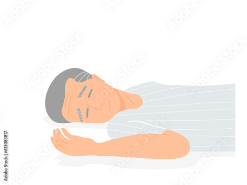 Isolated of old man fainting on the floor. Flat vector illustration.
