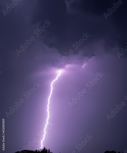 dark black sky background and lightning storm, generative AI © squallice