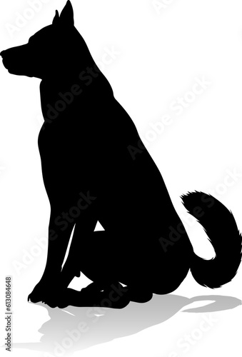 A detailed animal silhouette of a pet dog