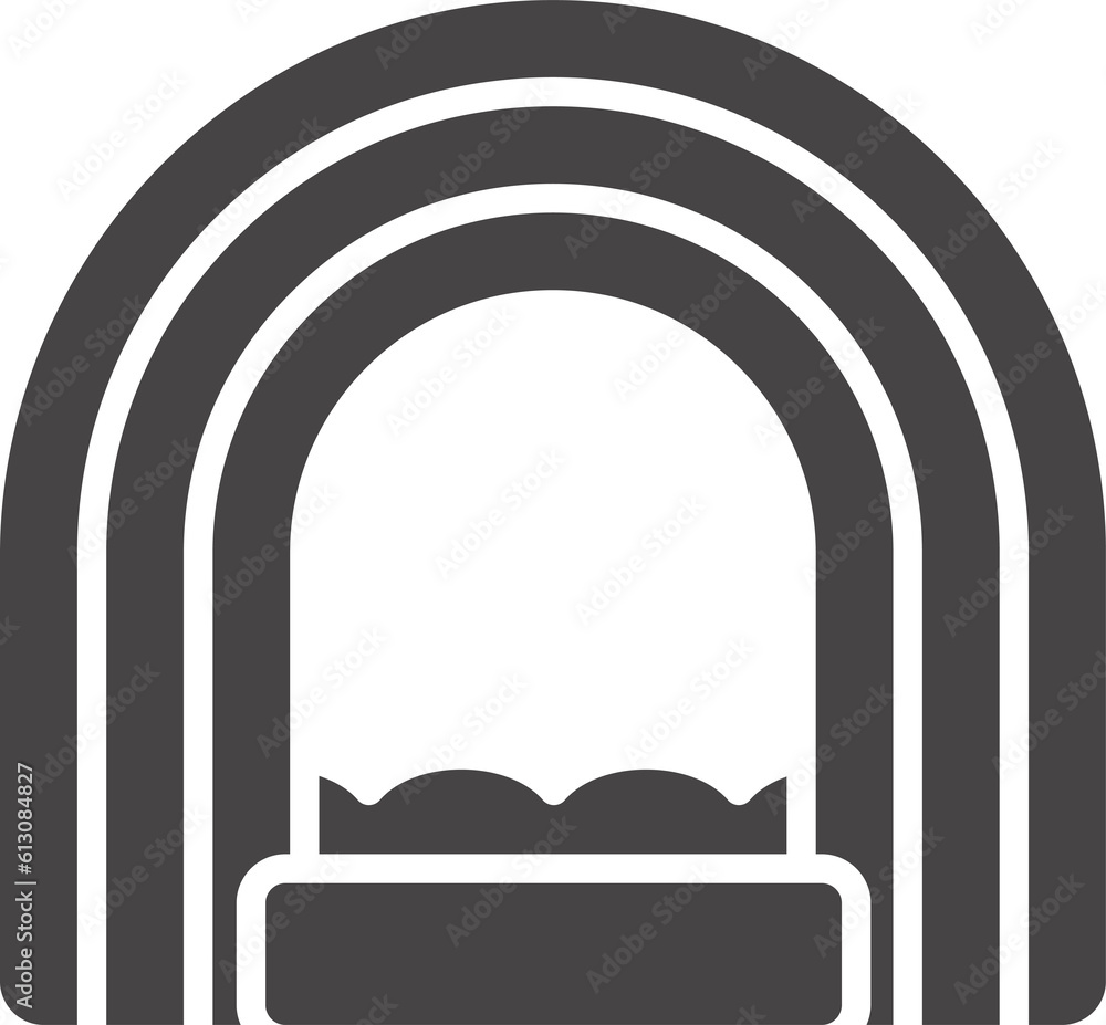 Fototapeta premium Bouncy inflatable castle. Trampoline pictogram for jumping game. Glyph illustration