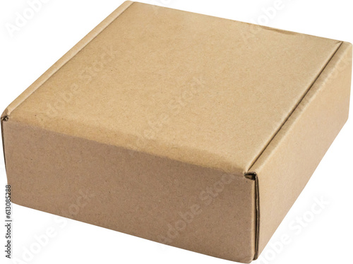 Mockup brown cardboard box isolated on white background