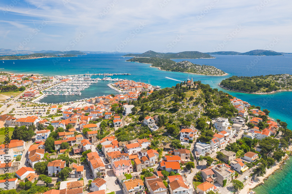 Old town of Tribunj and island archipelago in Dalmatia, Croatia