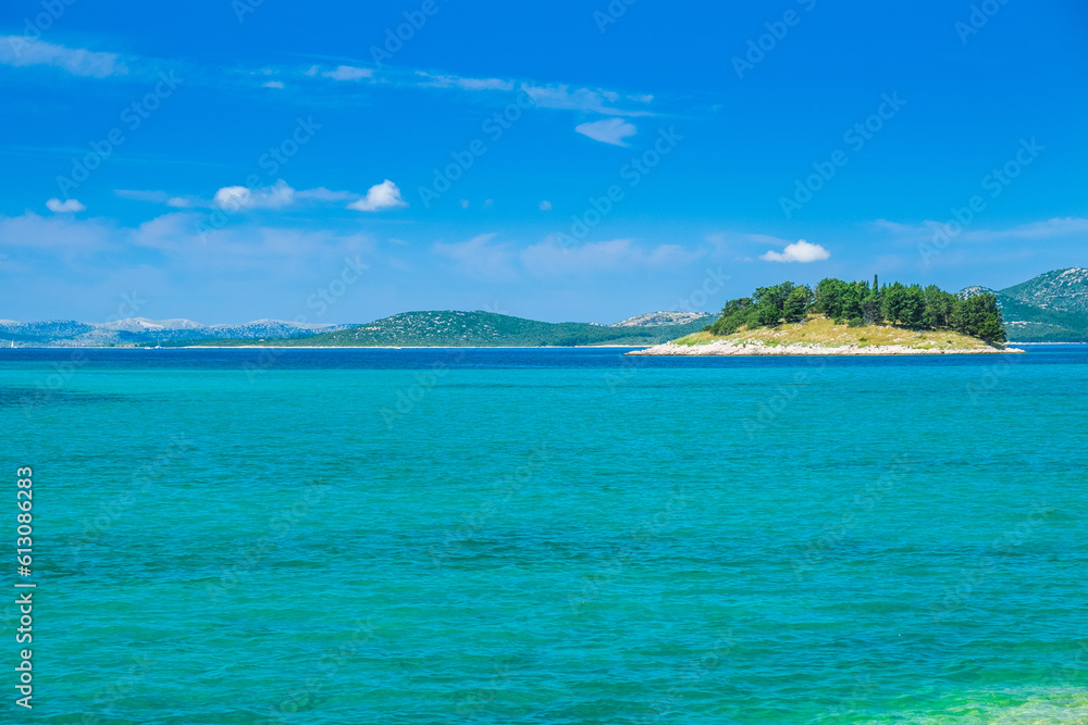 Beautiful islands on Adriatic sea in Croatia, near town of Pakostane