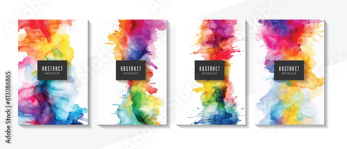 Abstract splashed watercolor textured background. Background set. 