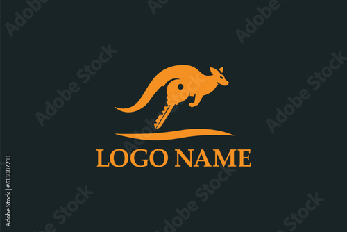 Creative logo design designated to a real estate or locksmith business. It depicts a cangaroo with the legs shaped like a key. 
