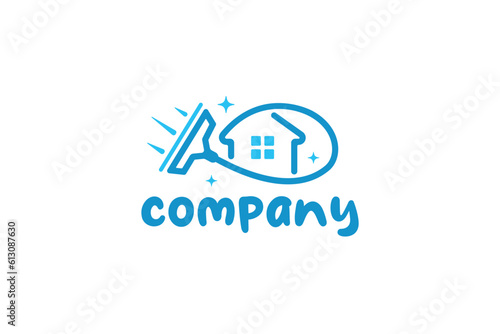 Creative logo design depicting a house with a window wiper ,designated to the cleaning industry.