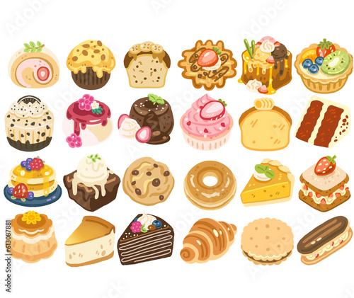 set of desserts