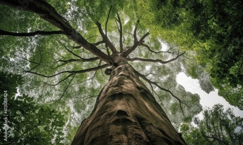 Awe-inspiring nature scene with giant tree canopy Creating using generative AI tools