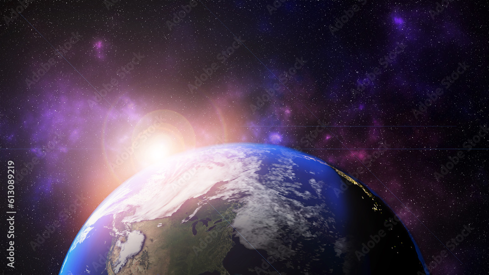 Fototapeta premium Humans emphasize the abundance of life on Earth in outer space.,Planet Earth in space focuses on the Americas,Elements of this image are decorated with NASA 3D rendering.