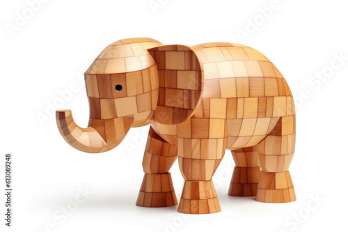 wooden elephant isolated on white