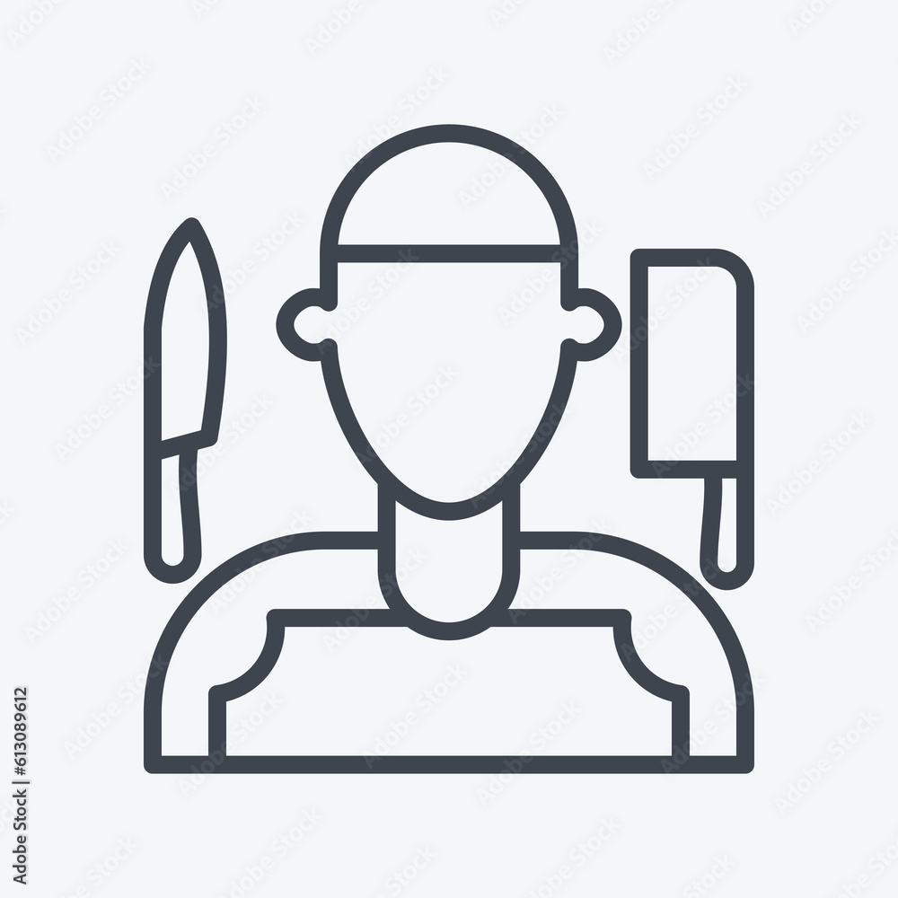 Icon Butcher. related to Eid Al Adha symbol. Line Style. simple design editable. simple illustration Icon Butcher. related to Eid Al Adha symbol. Line Style. simple design editable. simple illustration