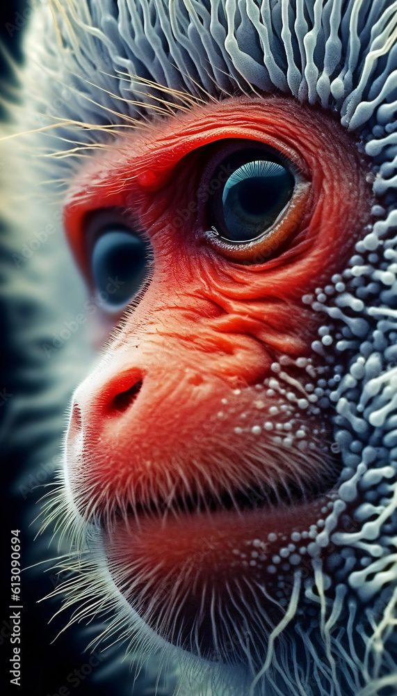 closeup of a face of a monkey with big eyes closeup of a face of a monkey with big eyes