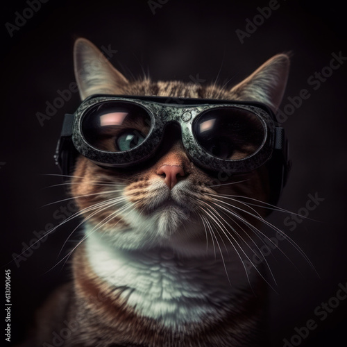 cat in virtual glasses with augmented reality .Generative AI