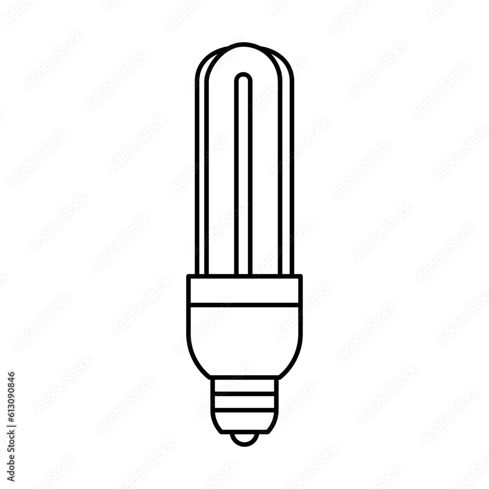 Flourescent Light Bulb Outline Icon Vector Illustration Flourescent Light Bulb Outline Icon Vector Illustration