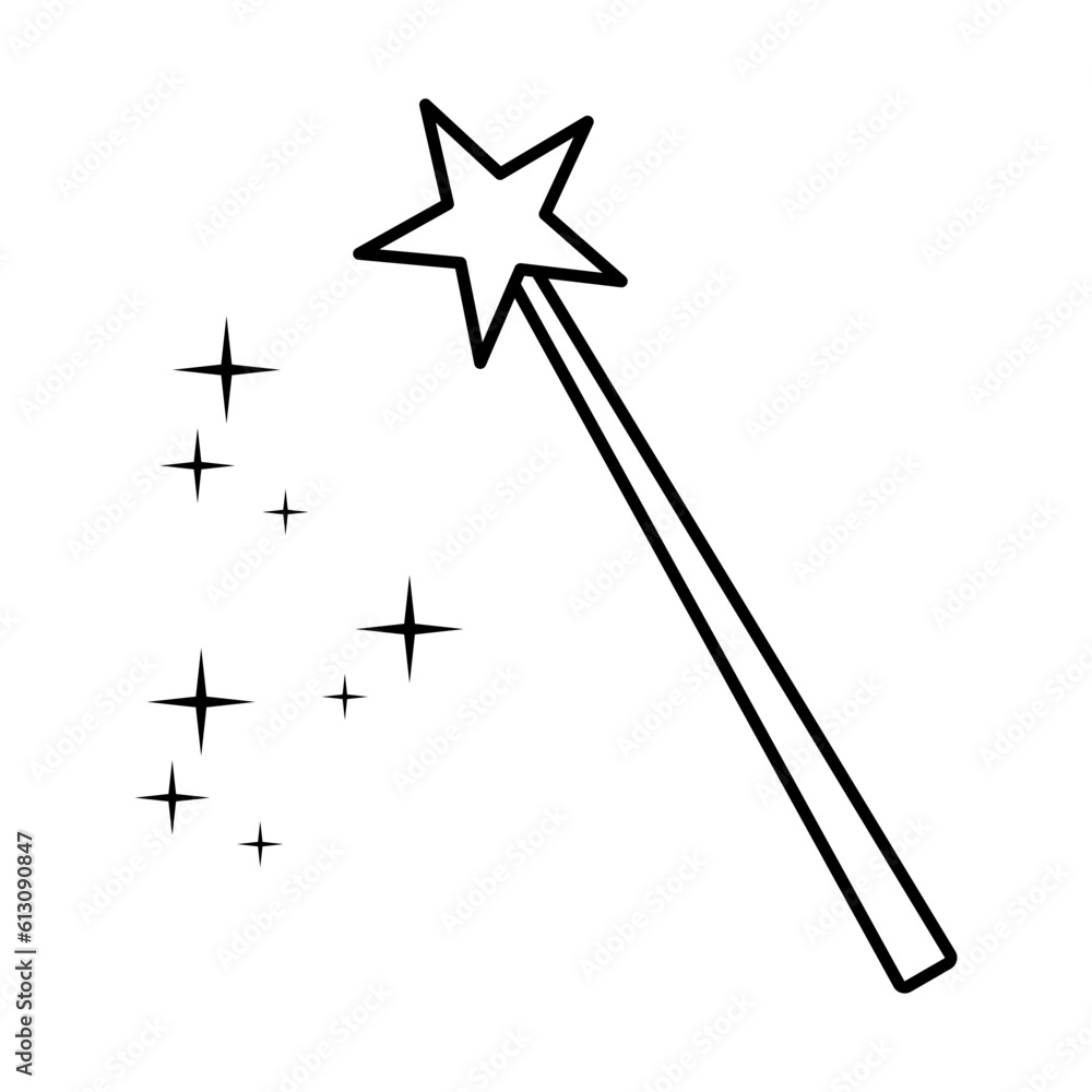 Magic Wand Outline Icon Vector Illustration Magic Wand Outline Icon Vector Illustration