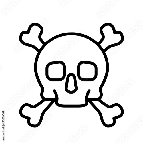 Skull And Cross Bones Outline Icon Vector Illustration