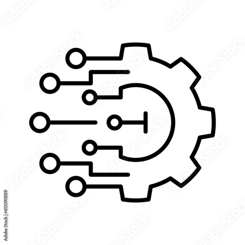 Digital technology gear icon concept isolated on white background. Vector illustration. Gear smart ai icon. Simple illustration of gear smart ai vector icon for web design.