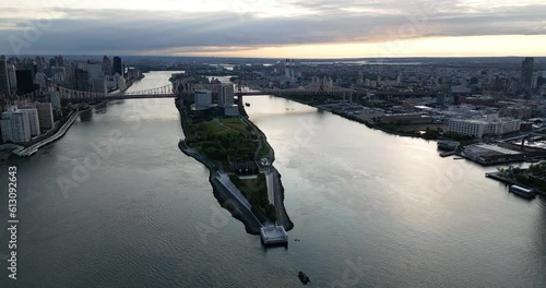 Aerial view of Roosevelt Island in New York City, United States photo