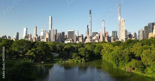 Aerial view of Central Park and Billionaires' Row in New York City, USA